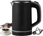 Reisikeetja 800 ml Travel Kettle kaasaskantav veekeetja - mini k&auml;mpingu veekeetja vaikne - roostevabast terasest reisikant - reisikeenukas (must)