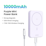 Akupank UGREEN magnetiline power bank - kaasaskantav traadita kiire laadimine Magsafe - Lilla, 10000mAh
