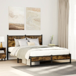 kaheinimese voodi，t&auml;iskasvanu voodi，metallist voodiraam ilma madratsita suitsutatud tamm 140x200 cm CFE7986477