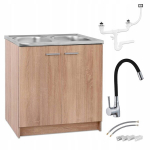 Sonoma k&ouml;&ouml;gikapp, 2-kohaline, must paindlik segistuskraan, sifoon, tammepuust, 80cm