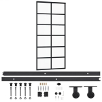 vidaXL liuguks riistvarakomplektiga, ESG klaas ja alumiinium, 90 x 205cm, Juoda