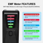 Mitmefunktsionaalne Kerge EMF Gauss Meeter-Punane/Must, ABS Materjal, Juoda