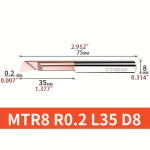 MTR2 MTR3 MTR4 MTR5 MTR6 MTR8 Volframkarbiid Igav Puuri L&otilde;ikurid Treimist&ouml;&ouml;riistad, MTR 8 R0.2 L35-1PC