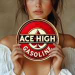 Ace High Bensiin Vintage Puidust M&auml;rk - Seinakaunistus