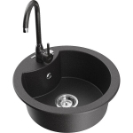 &Uuml;hekordne graniidist valamu Mexen Milo k&ouml;&ouml;gisegistiga Telma, Must t&auml;piline - 6505-76-670200-76