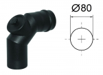 Must korstna 90&deg; v&auml;ljalaskeava koos revisjoniga koos silikoontihendiga pelletik&uuml;ttele. D-80 mm