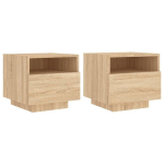 &ouml;&ouml;kapid LED-tuledega 2 tk，&ouml;&ouml;laud，voodikapp, Sonoma tamm, 40 x 39 x 37 cm CFE461185