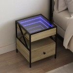 &ouml;&ouml;kapp，&ouml;&ouml;laud，voodikapp LED-tuledega, Sonoma tamm, 40 x 40 x 51 cm CFE622923