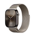 Apple Watch Series 10 GPS + LTE 46mm Natural Titanium Case with Beige Milanese Strap M/L