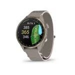 Garmin Approach S72 43mm Golf GPS Smartwatch Soft Gold Titanium Bezel French Grey ComfortFit Fabric Band