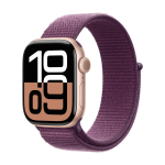 Apple Watch Series 10 GPS + Cellular 46mm Rose Gold Aluminium Case with Plum Sport Loop Rose