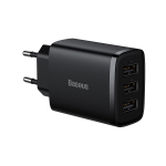 Baseus Travel Compact Wall Charger 3x USB 17W Black
