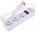 V&Otilde;IMSUSJAOTUSSEADE PR-1.5M-3G-SW/USB/W (3 PISTIKUPESAD + 2 USB) 1,3 m