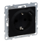 Must pistikupesa maanduse ja USB-C laadija pistikupesaga Suno Legrand 721429