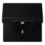 Maanduse ja kaanega pistikupesa (kruviklemmid) JUNG LS1521KLSWM (mattmust)