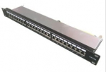 Patch-paneel 19'' 1U LK-PP-013-B (FTP Cat.6, 24 porti, DUAL IDC, T568A/B, Krone 110, kaablihoidikuga)