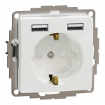 Pistikupesa maandusega + 2x USB-A laadimisport Schneider Electric Sedna Design SDD111052 (valge)