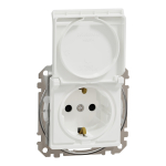 Pistikupesa maandusega ja kaanega Schneider Electric Sedna Design SDD211024 (valge, IP44)