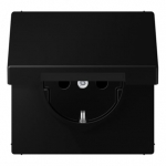 Maanduse ja kaanega pistikupesa JUNG LS1520BFKLSWM (must, matt, 16A/250V)