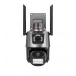 Juhitav+fikseeritud WIFI IP-kaamera inimeste tuvastamise funktsiooniga Pyramid PYR-SH600ADL, 2X3MP, mikrofon, WIFI, MicroSD pesa, tumehall, iCsee rakendus