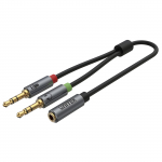 AUDIO SPLITTER Y-C957ABK 2 X Jack TRS 3.5 mm PISTIK / Jack TRRS 3.5 mm PESA 0.2 m UNITEK