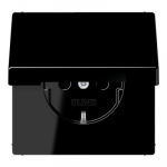 Maanduse ja kaanega pistikupesa JUNG LS1520KLSW (must, 16A/250V)