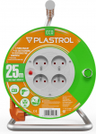 Pikendusjuhe trumlil Plastrol Standard Line, H05VV-F, 3 x 1,5 mm&sup2;, 25 m, IP44, 4 pesa