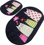 Vannitoamattide komplekt Foutastic Four Cats 359CHL4957, mitmev&auml;rviline, 100 cm x 60 cm