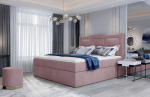 Voodi kahekohaline kontinentaalne Vivre Mat Velvet 63, 180 x 200 cm, roosa v., madratsiga