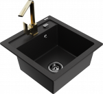 K&ouml;&ouml;givalamu koos kraaniga Mexen Vito, graniit, 49 cm x 52 cm x 21 cm, kuldne/must/l&auml;ikiv must