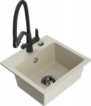 K&ouml;&ouml;givalamu koos kraaniga Mexen Milo Duo, graniit, 43.5 cm x 41 cm x 17.1 cm, beež