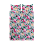 Voodipesukomplekt Okko FLOWER1, roosa v./hall v., 50 x 70 cm, 200 x 220 cm, 3 os.