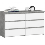 Kummut Akord Furniture Factory CL100 6SZ, valge v./hall v., 57 cm x 35 cm x 100 cm
