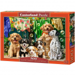 Pusle Castorland Puppies Laundry And Bird Antics, 33 cm x 47 cm, 500 tk, mitmev&auml;rviline