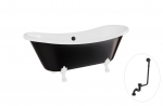 Vann, teisaldatav Besco Amelia B&W, 190 cm x 77 cm x 69 cm, ovaalne, valge/must