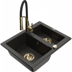K&ouml;&ouml;givalamu koos kraaniga Mexen Carlos, graniit, 58.2 cm x 47.5 cm x 17.7 cm, metallic black/gold+black/gold