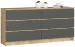 Kummut Akord K160 6SZ CLP, hall v./artisan oak v., 77 cm x 160 cm x 40 cm