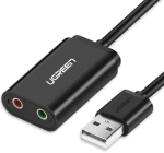 Kahjustatud pakendiga toode. Adapter Ugreen 30724 USB 2.0, 3.5 mm, 0.15 m, must v.