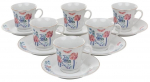 Kohvi- / teeserviis Domotti Clara, 0.220 l, portselan, sinine v./valge v./roosa v., 12 tk.