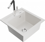 K&ouml;&ouml;givalamu koos kraaniga Mexen Vito, graniit, 49 cm x 52 cm x 21 cm, valge/kroomi/must