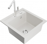 K&ouml;&ouml;givalamu koos kraaniga Mexen Vito, graniit, 49 cm x 52 cm x 21 cm, valge/kroomi