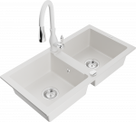 K&ouml;&ouml;givalamu koos kraaniga Mexen Mario, vaik/graniit, 82 cm x 43.6 cm x 16.1 cm, valge