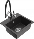 K&ouml;&ouml;givalamu koos kraaniga Mexen Milo Black granite+Black/Chrome, graniit, 43 cm x 41 cm x 17.1 cm, black granite+black/chrome