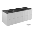 Vannitoakapp valamuga Besco Akya Linea, valge v./must v., 52.5 cm x 131 cm x 50.7 cm