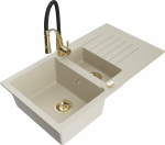 K&ouml;&ouml;givalamu koos kraaniga Mexen Matias, graniit, 90 cm x 50.5 cm x 20 cm, kuldne/must/beež