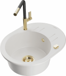 K&ouml;&ouml;givalamu koos kraaniga Mexen Kevin, graniit, 58.6 cm x 45.8 cm x 19 cm, white+black/gold