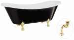 Vann, teisaldatav Besco Amelia B&W, 190 cm x 77 cm x 69 cm, ovaalne, kuldne/valge