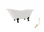 Vann, teisaldatav Besco Otylia, 170 cm x 77 cm x 69.5 cm, ovaalne, kuldne/valge