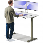 Kirjutuslaud reguleeritava k&otilde;rgusega Desktronic HomeOne, 140 cm x 70 cm, 72 - 122 cm, oliiv v./valge v.