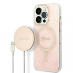 Telefonikorpuse ja laadija komplekt Guess GUBPP14LH4EACSP, Apple iPhone 14 Pro, roosa